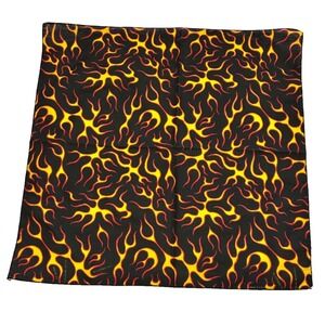 90s Hav-A-Hank Hot Flames Pattern Biker Bandana Head Wrap Skull Cap Scarf USA